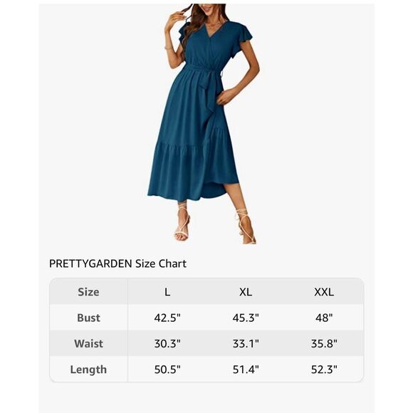 NEW Dress Wrap V Neck Ruffle Hem A-Line Boho Maxi XL 16/18 - Picture 4 of 4